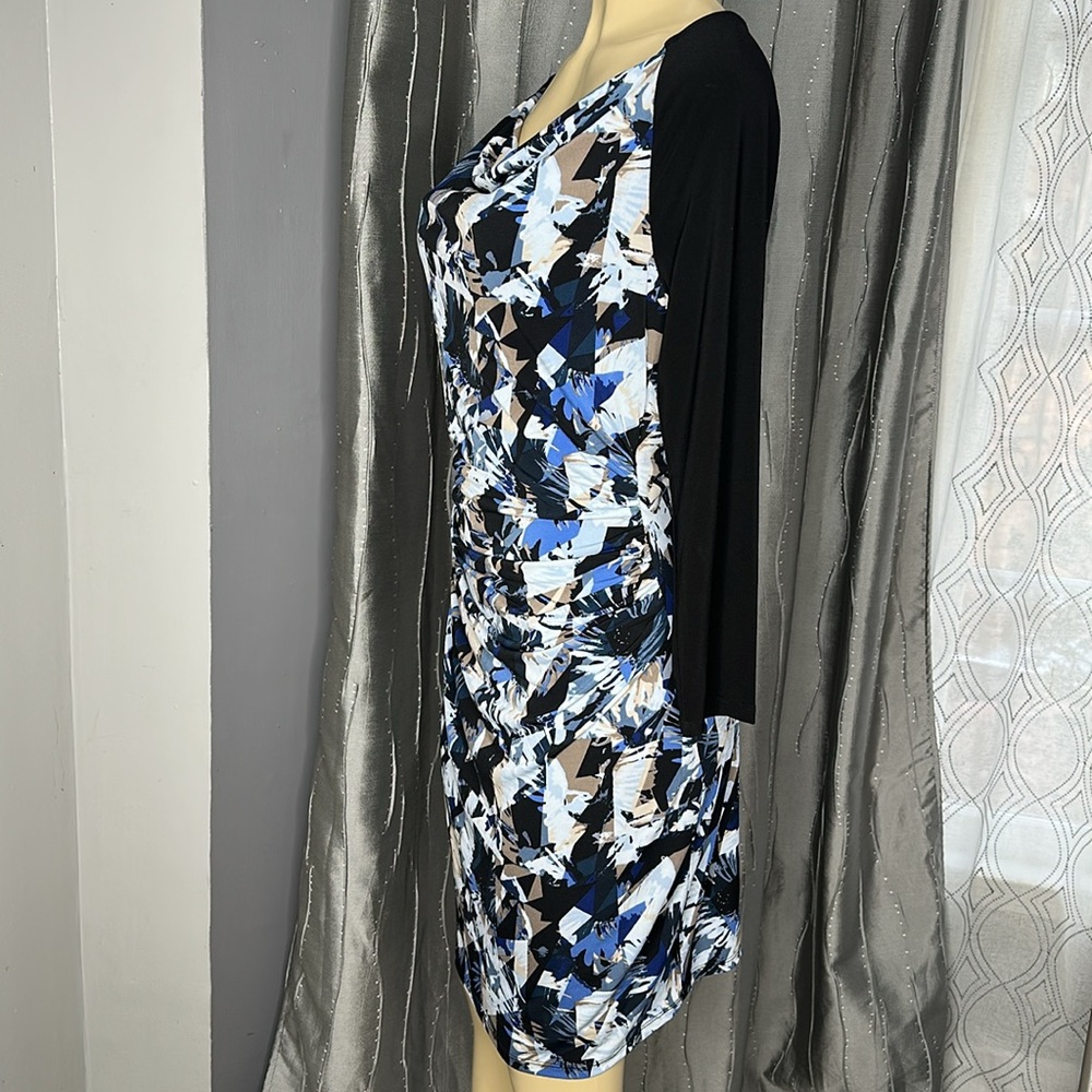 Laundry By Desing Women’s Dress Sz 8 Sheart Dress Black/blue/brown print . - Picture 2 of 9